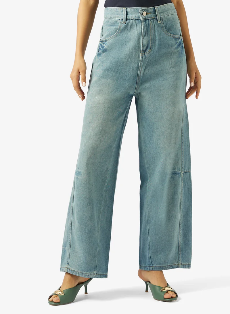 جينجر High Rise Straight Fit Jeans